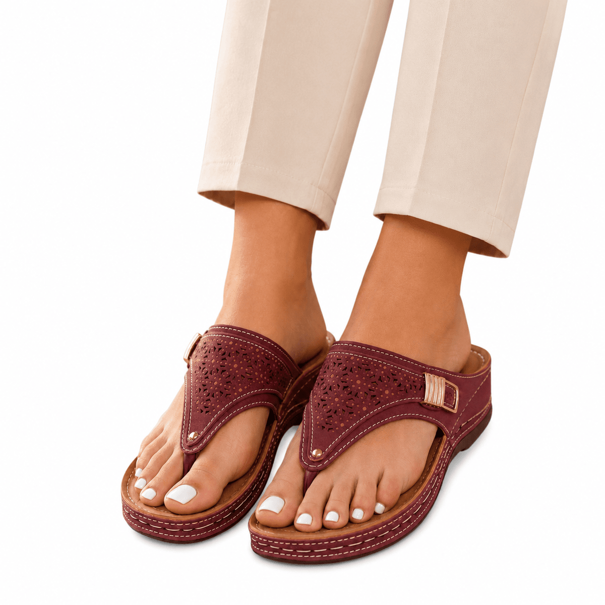 Comfortable Leather Platform Wedge Sandals - Sierenza Comfortable Leather Platform Wedge Sandals - Sierenza 