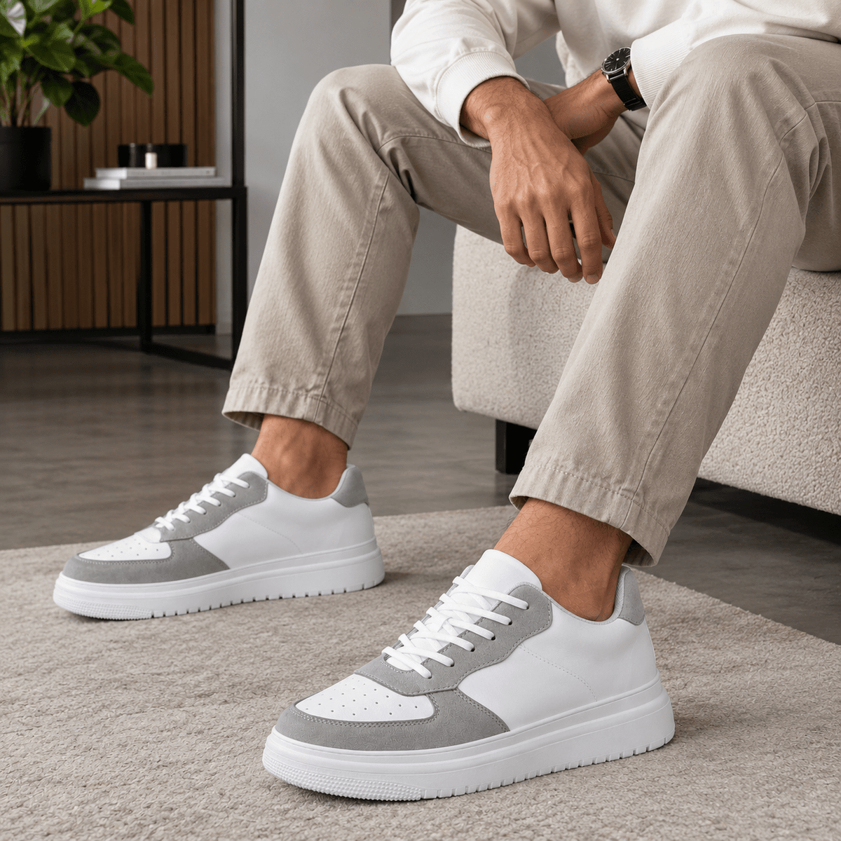 Comfortable Men’s Leather Sneakers with a Hidden 3.94-Inch (10 cm) Height Increase – MONTEVAN 