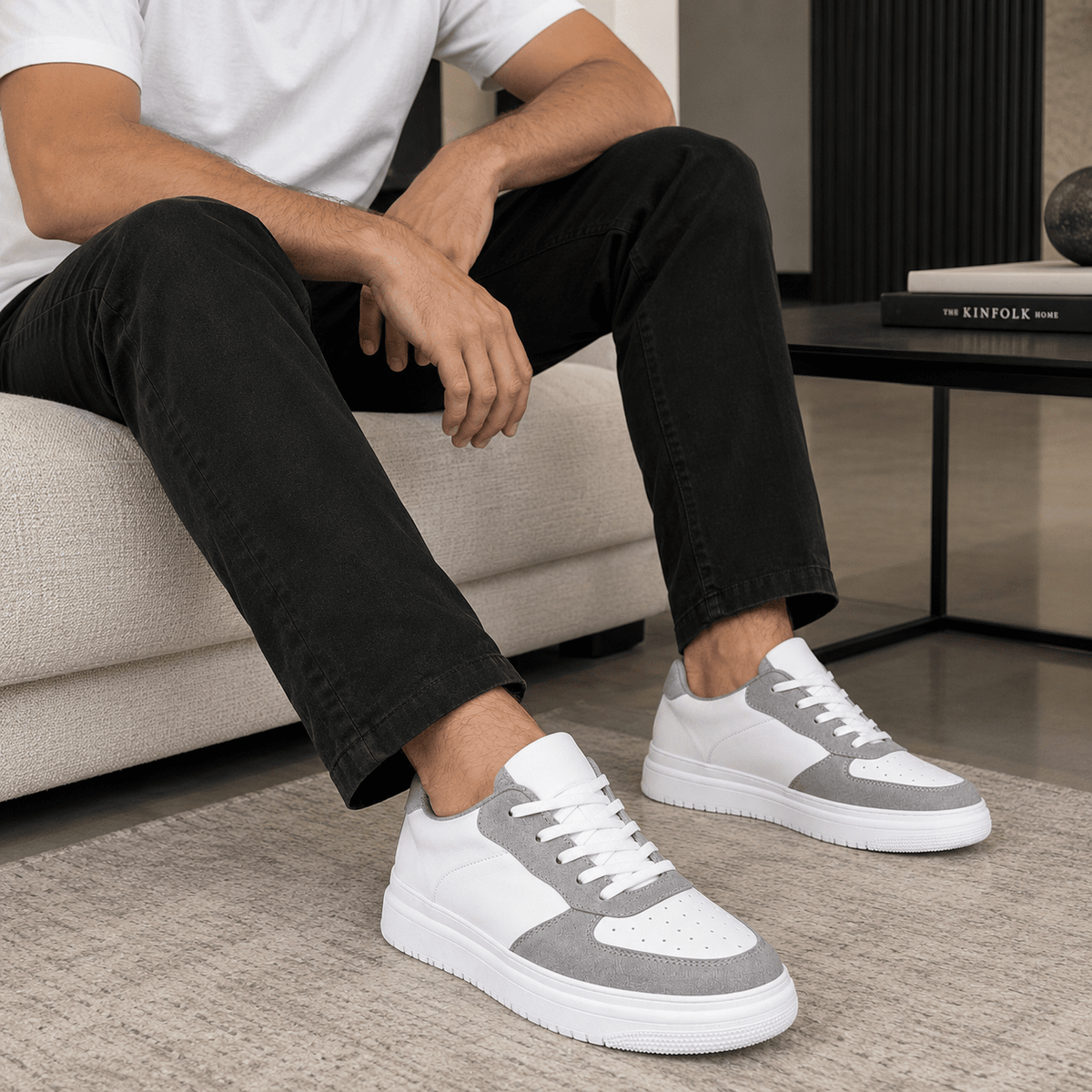 Comfortable Men’s Leather Sneakers with a Hidden 3.94-Inch (10 cm) Height Increase – MONTEVAN 