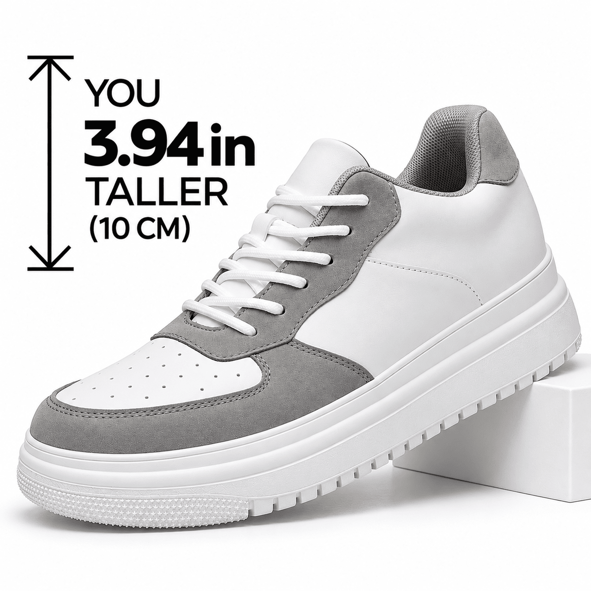 Comfortable Men’s Leather Sneakers with a Hidden 3.94-Inch (10 cm) Height Increase – MONTEVAN 