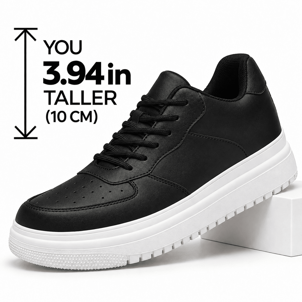 Comfortable Men’s Leather Sneakers with a Hidden 3.94-Inch (10 cm) Height Increase – MONTEVAN 