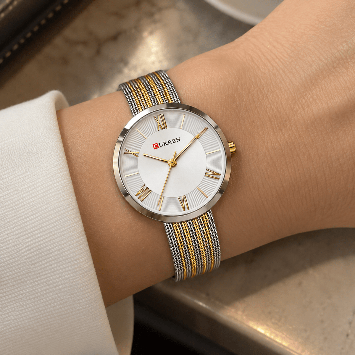 Elegant Classic Women's Watch with Stainless Steel Mesh Band – Léa Elouise Elegant Classic Women's Watch with Stainless Steel Mesh Band – Léa Elouise 