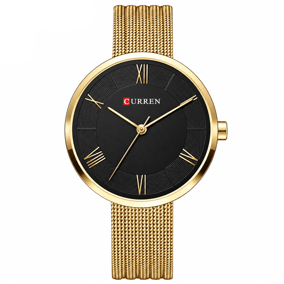 Elegant Classic Women's Watch with Stainless Steel Mesh Band – Léa Elouise Elegant Classic Women's Watch with Stainless Steel Mesh Band – Léa Elouise Gold Black