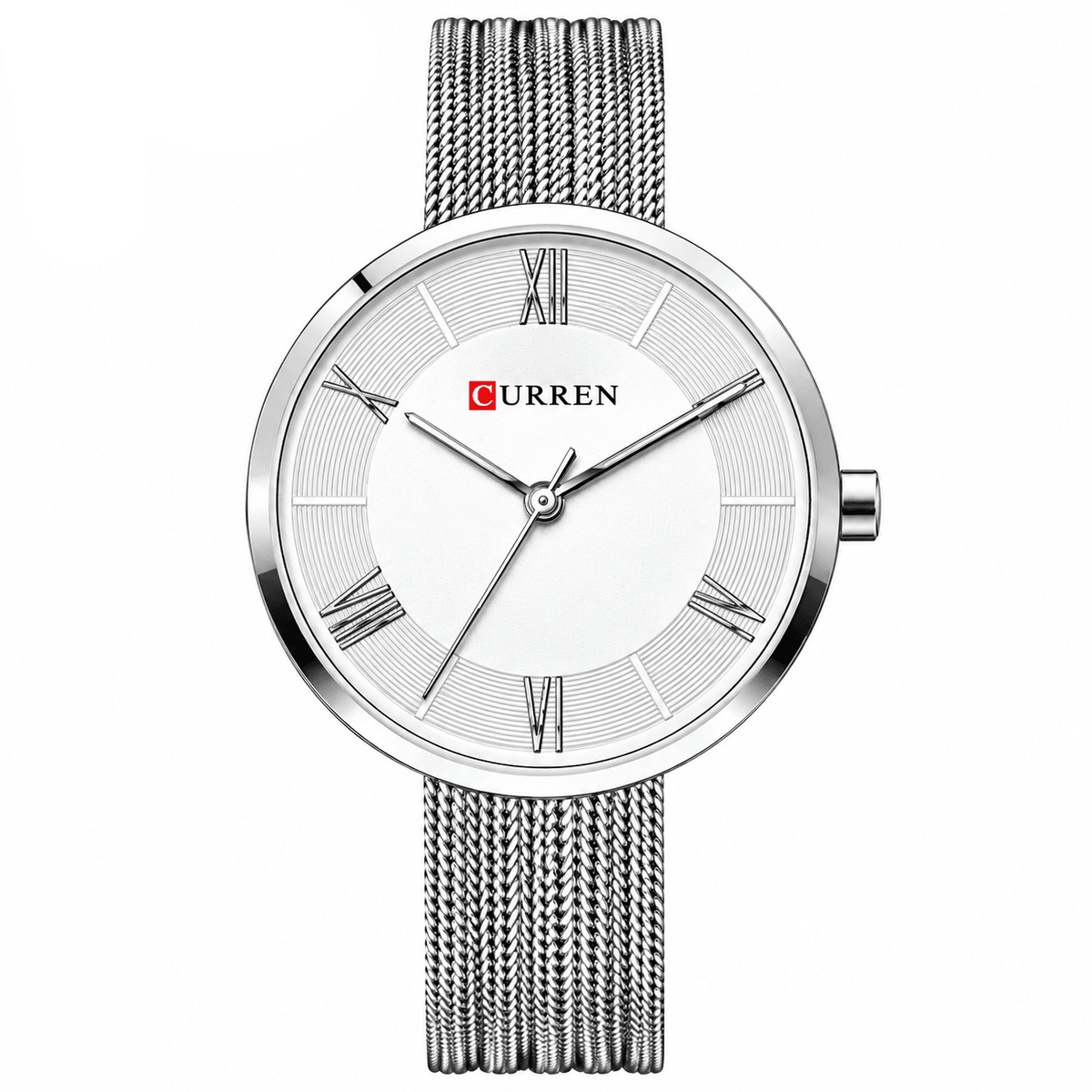 Elegant Classic Women's Watch with Stainless Steel Mesh Band – Léa Elouise Elegant Classic Women's Watch with Stainless Steel Mesh Band – Léa Elouise Silver White