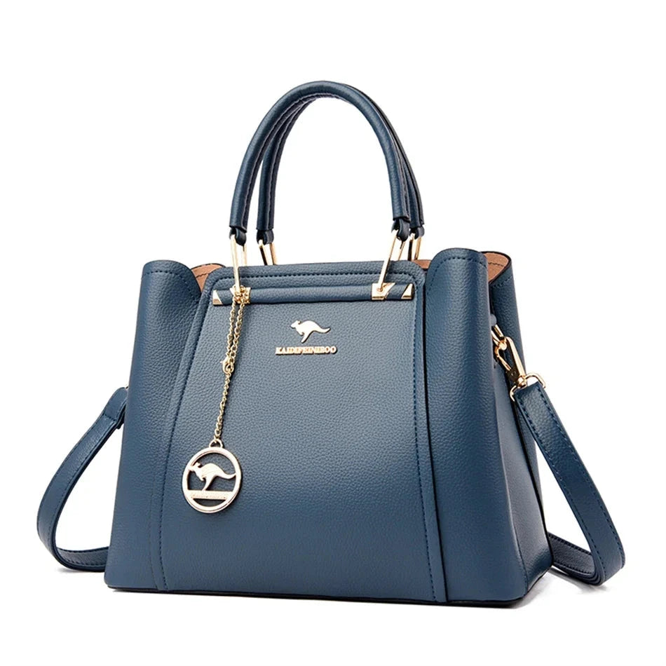 Elegant High-Capacity Leather Women's Satchel Bag - Monaco Elegant High-Capacity Leather Women's Satchel Bag - Monaco Blue