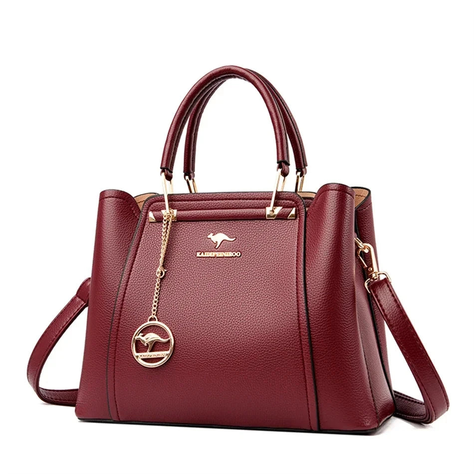 Elegant High-Capacity Leather Women's Satchel Bag - Monaco Elegant High-Capacity Leather Women's Satchel Bag - Monaco Red