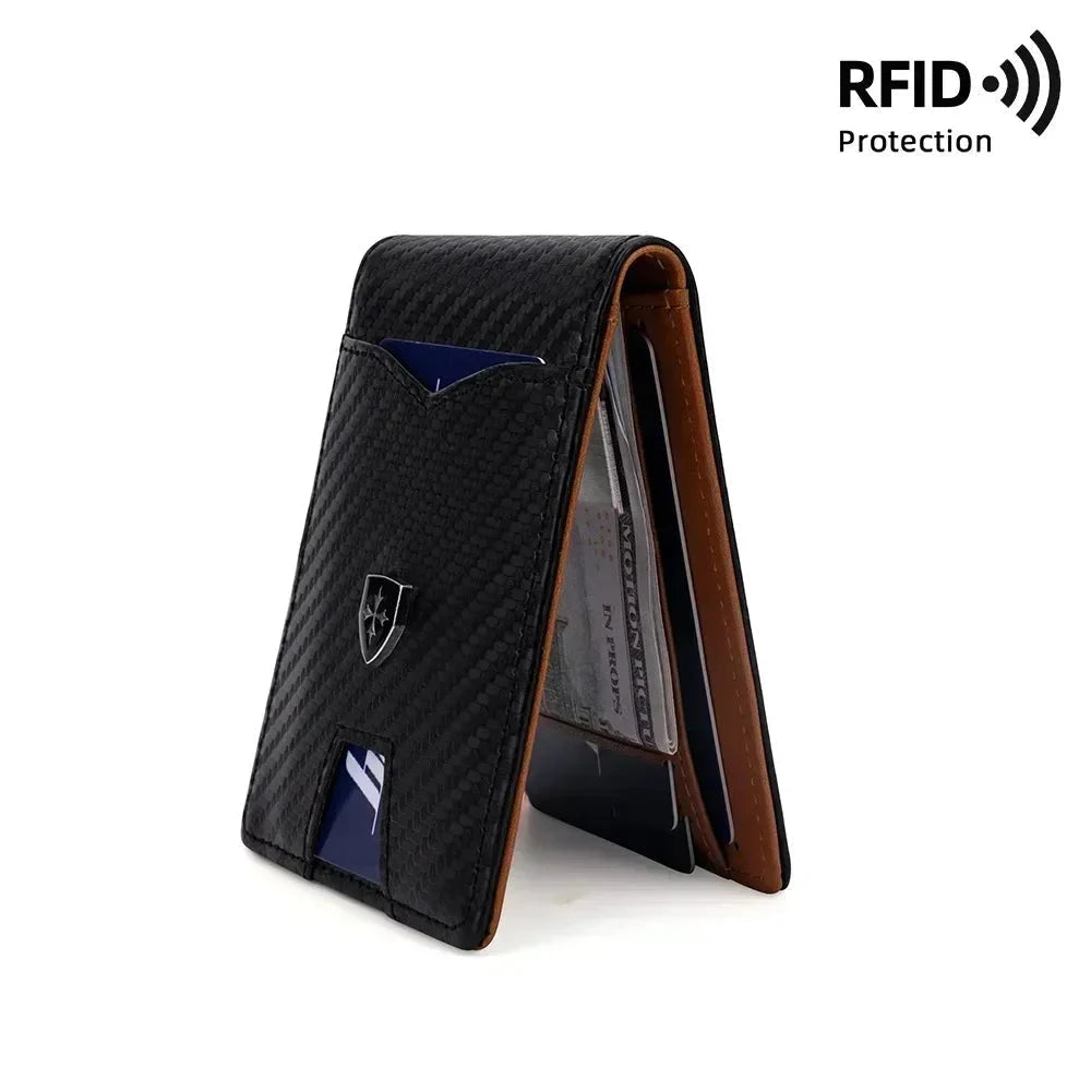 Elegant Leather Card Holder with Carbon Fiber Structure and RFID Anti-Theft Protection – Stennio Elegant Leather Card Holder with Carbon Fiber Structure and RFID Anti-Theft Protection – Stennio 