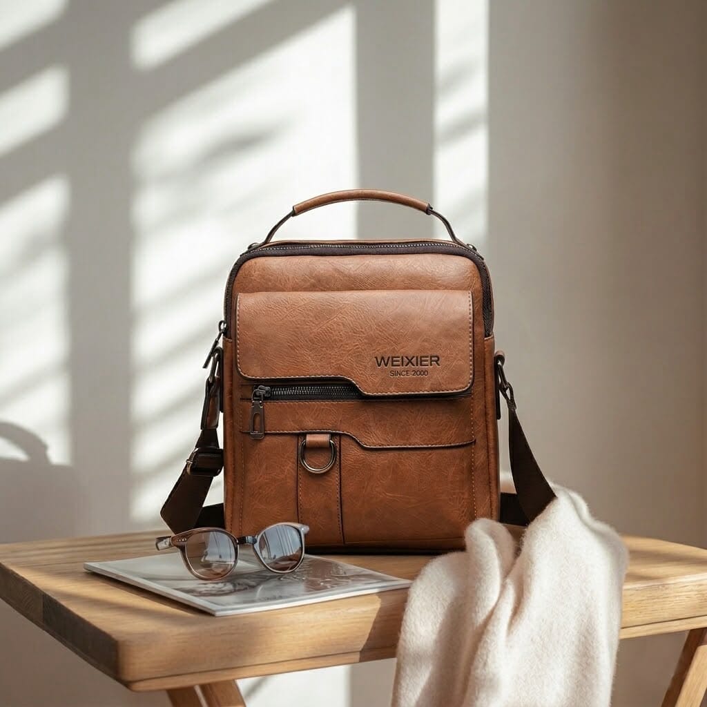 Elegant Men's Leather Executive Bag, Elegant with Multiple Compartments - Vincent Elegant Men's Leather Executive Bag, Elegant with Multiple Compartments - Vincent 