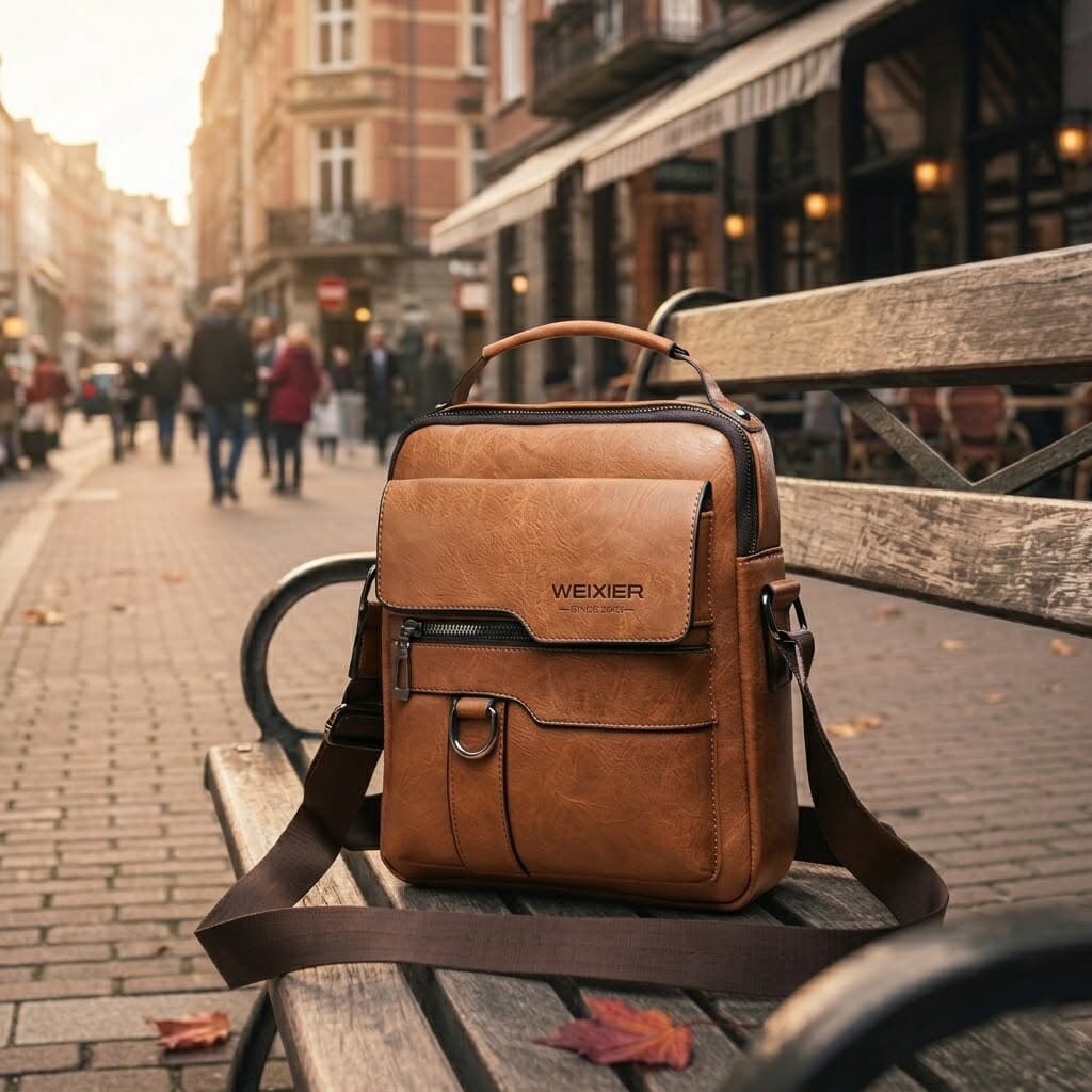 Elegant Men's Leather Executive Bag, Elegant with Multiple Compartments - Vincent Elegant Men's Leather Executive Bag, Elegant with Multiple Compartments - Vincent 