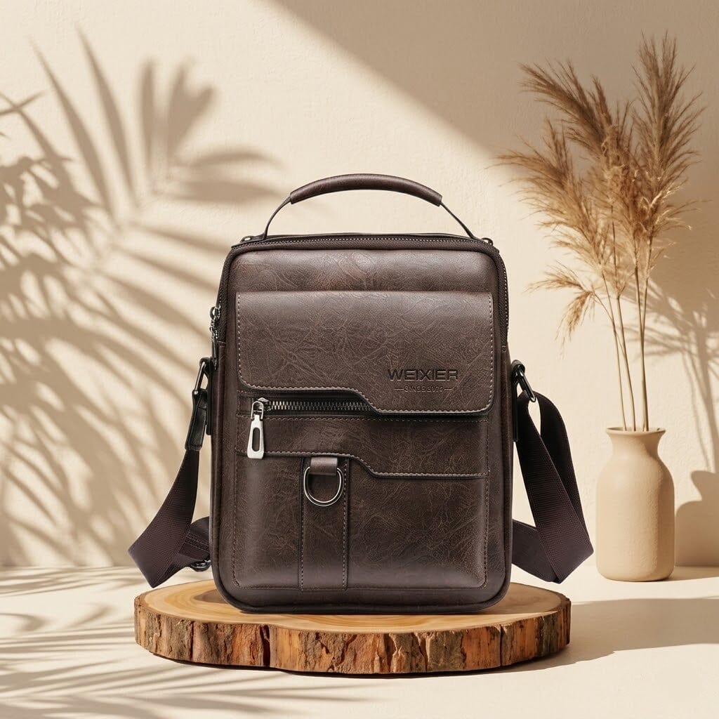 Elegant Men's Leather Executive Bag, Elegant with Multiple Compartments - Vincent Elegant Men's Leather Executive Bag, Elegant with Multiple Compartments - Vincent 