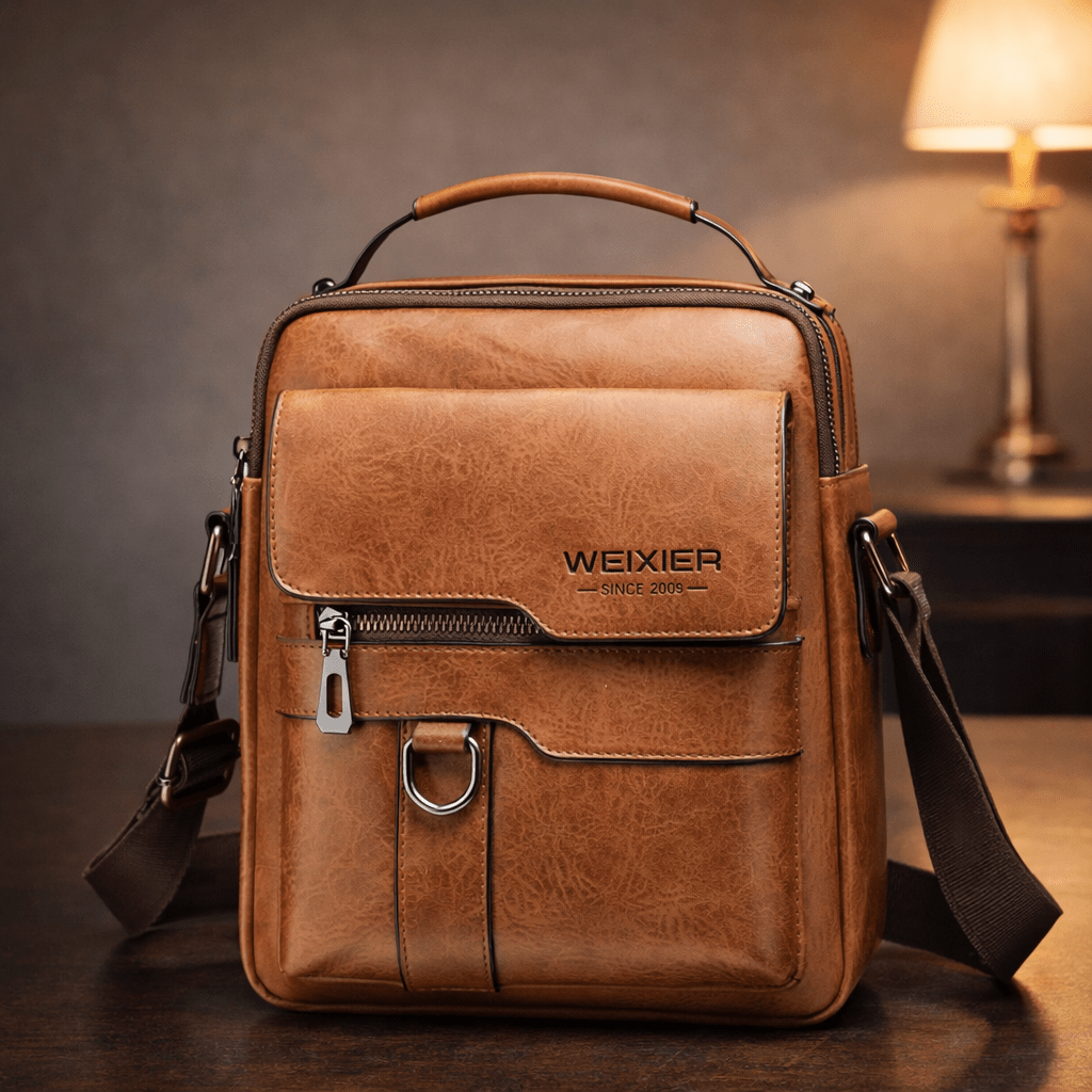 Elegant Men's Leather Executive Bag, Elegant with Multiple Compartments - Vincent Elegant Men's Leather Executive Bag, Elegant with Multiple Compartments - Vincent 