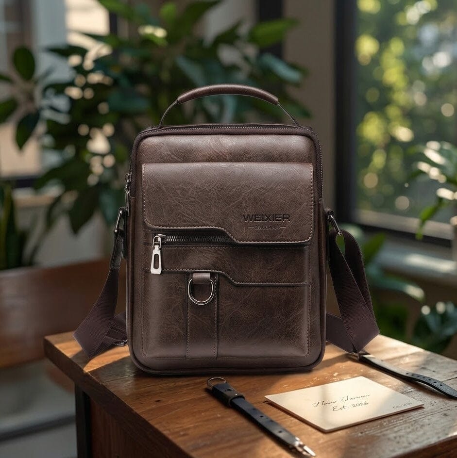 Elegant Men's Leather Executive Bag, Elegant with Multiple Compartments - Vincent Elegant Men's Leather Executive Bag, Elegant with Multiple Compartments - Vincent 