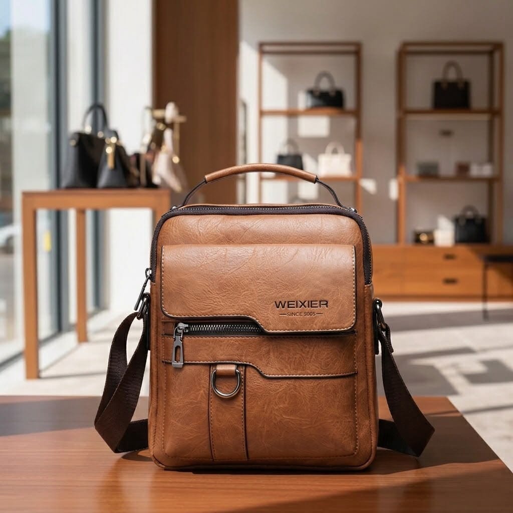 Elegant Men's Leather Executive Bag, Elegant with Multiple Compartments - Vincent Elegant Men's Leather Executive Bag, Elegant with Multiple Compartments - Vincent 