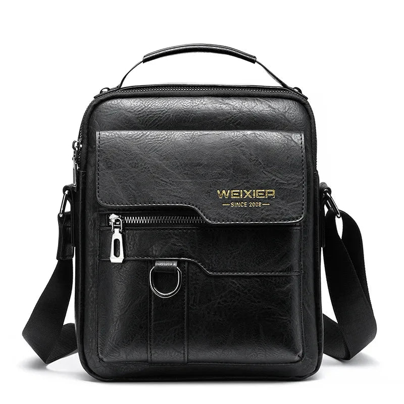 Elegant Men's Leather Executive Bag, Elegant with Multiple Compartments - Vincent Elegant Men's Leather Executive Bag, Elegant with Multiple Compartments - Vincent Black