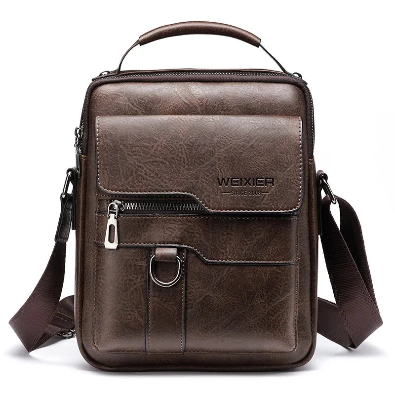 Elegant Men's Leather Executive Bag, Elegant with Multiple Compartments - Vincent Elegant Men's Leather Executive Bag, Elegant with Multiple Compartments - Vincent Dark Brown