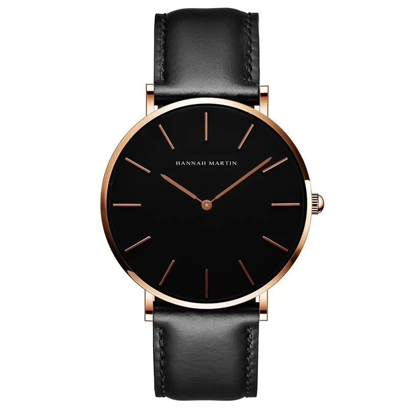 Elegant Men's Leather High-Precision Watch - Amsterdam Elegant Men's Leather High-Precision Watch - Amsterdam Black