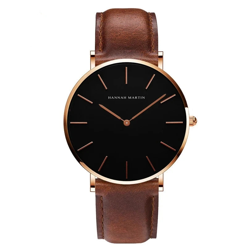 Elegant Men's Leather High-Precision Watch - Amsterdam Elegant Men's Leather High-Precision Watch - Amsterdam Brown