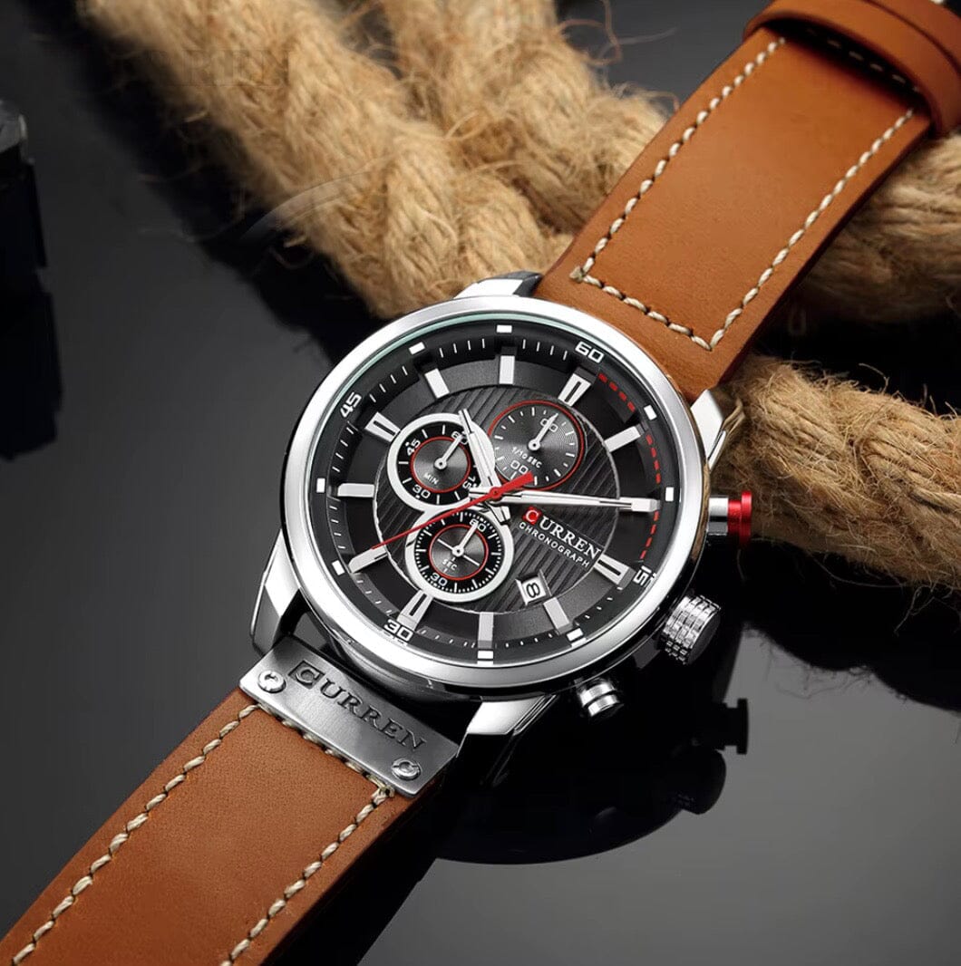 Elegant Men's Leather Watch with Multiple Functions - Vallemont Elegant Men's Leather Watch with Multiple Functions - Vallemont 