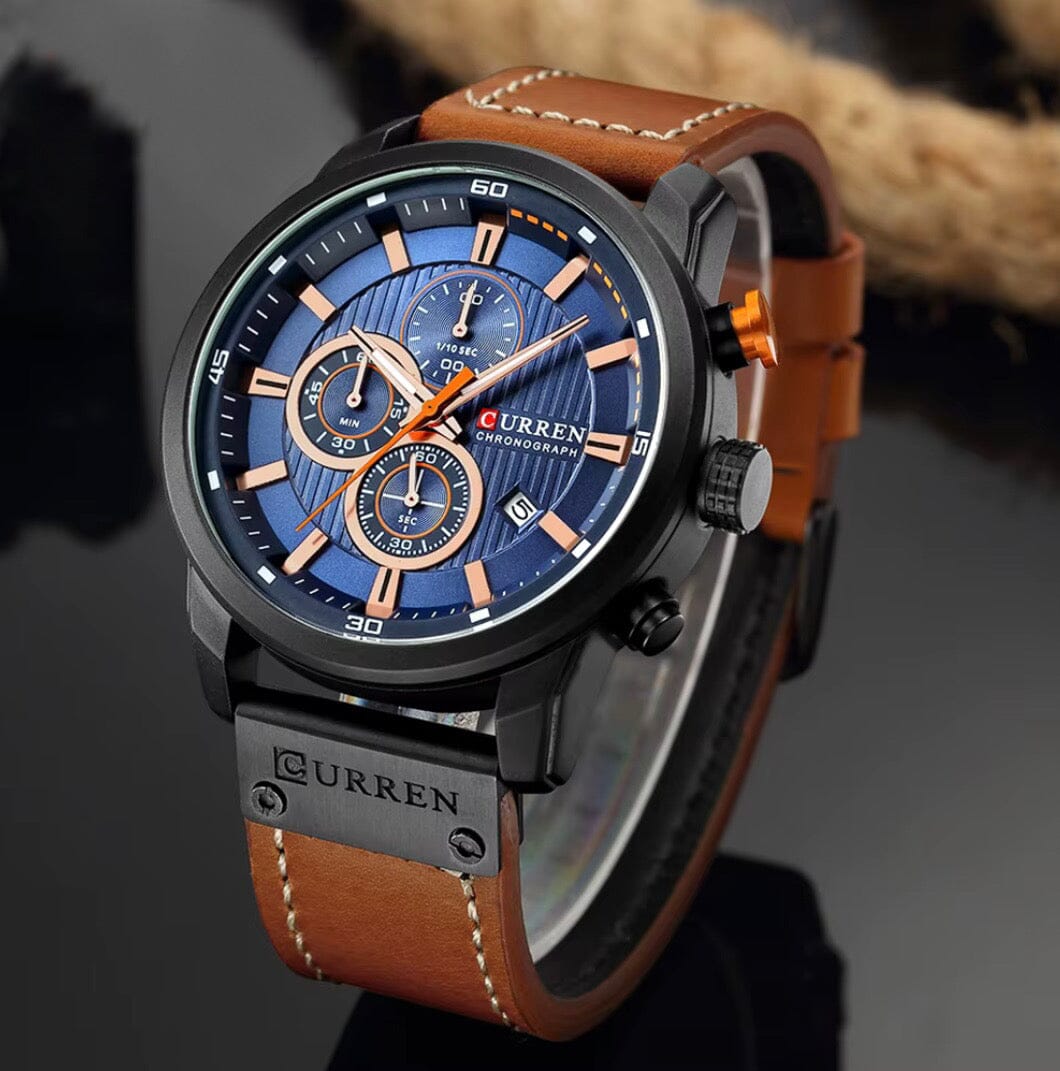 Elegant Men's Leather Watch with Multiple Functions - Vallemont Elegant Men's Leather Watch with Multiple Functions - Vallemont 