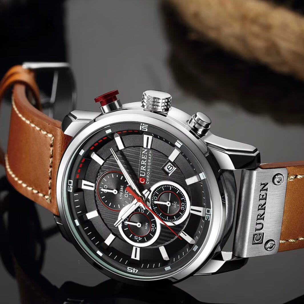 Elegant Men's Leather Watch with Multiple Functions - Vallemont Elegant Men's Leather Watch with Multiple Functions - Vallemont 