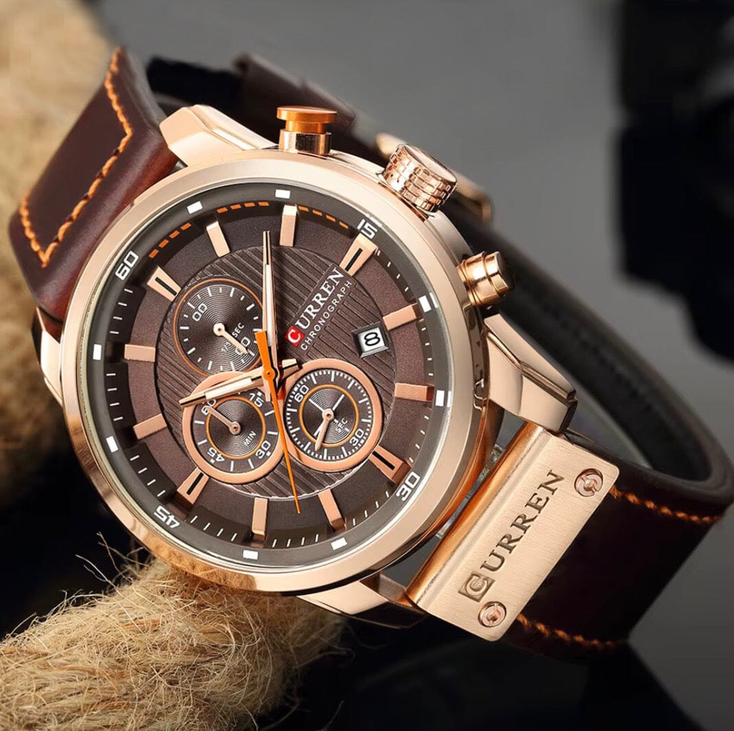 Elegant Men's Leather Watch with Multiple Functions - Vallemont Elegant Men's Leather Watch with Multiple Functions - Vallemont 