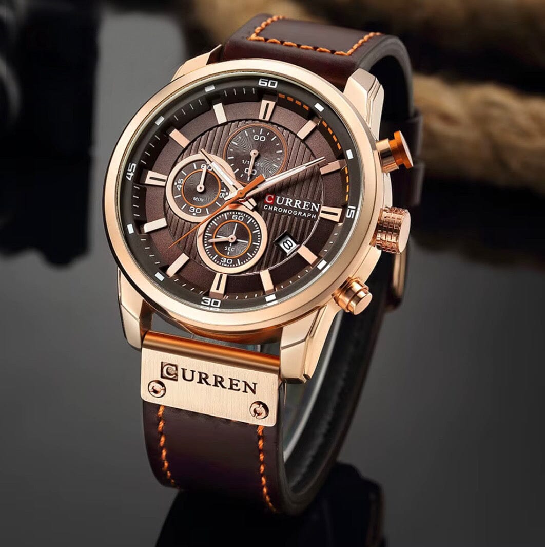 Elegant Men's Leather Watch with Multiple Functions - Vallemont Elegant Men's Leather Watch with Multiple Functions - Vallemont 