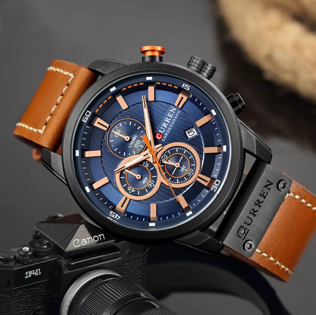 Elegant Men's Leather Watch with Multiple Functions - Vallemont Elegant Men's Leather Watch with Multiple Functions - Vallemont 