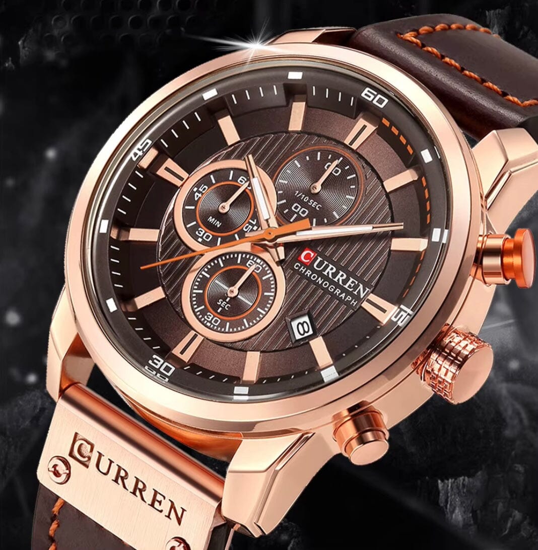 Elegant Men's Leather Watch with Multiple Functions - Vallemont Elegant Men's Leather Watch with Multiple Functions - Vallemont 