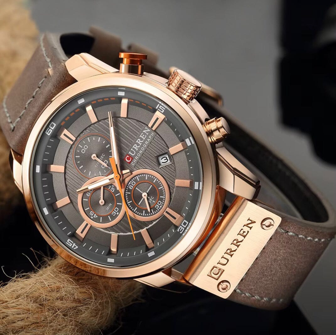Elegant Men's Leather Watch with Multiple Functions - Vallemont Elegant Men's Leather Watch with Multiple Functions - Vallemont 