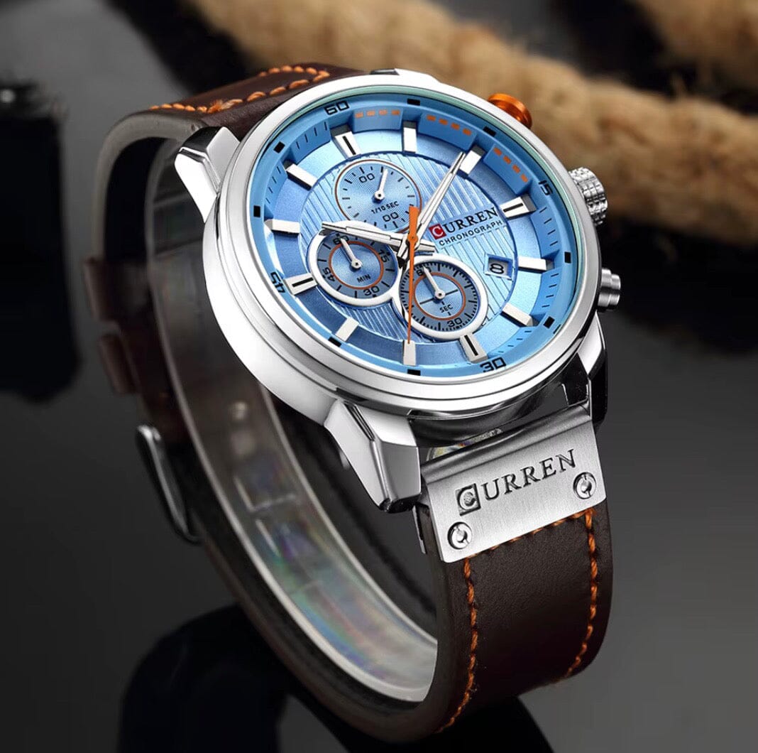 Elegant Men's Leather Watch with Multiple Functions - Vallemont Elegant Men's Leather Watch with Multiple Functions - Vallemont 