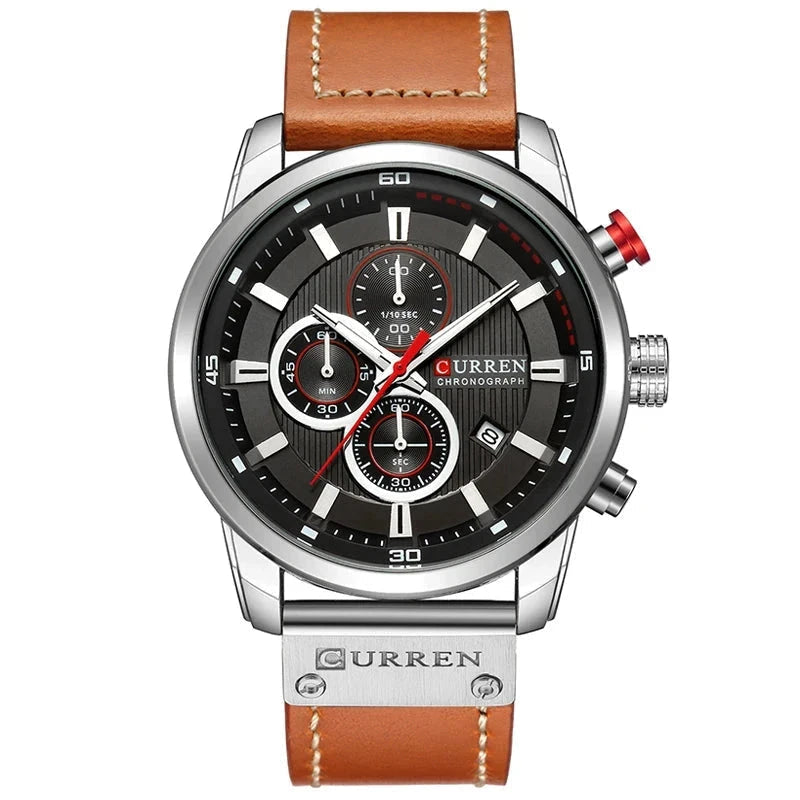 Elegant Men's Leather Watch with Multiple Functions - Vallemont Elegant Men's Leather Watch with Multiple Functions - Vallemont Black