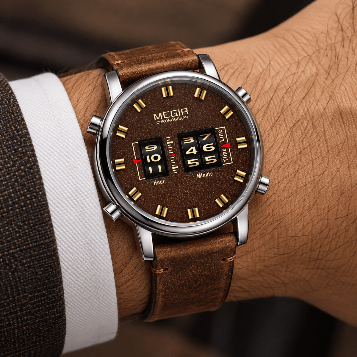 Elegant Men's Watch – Quartz Movement and Leather Strap | RAVELLOR 