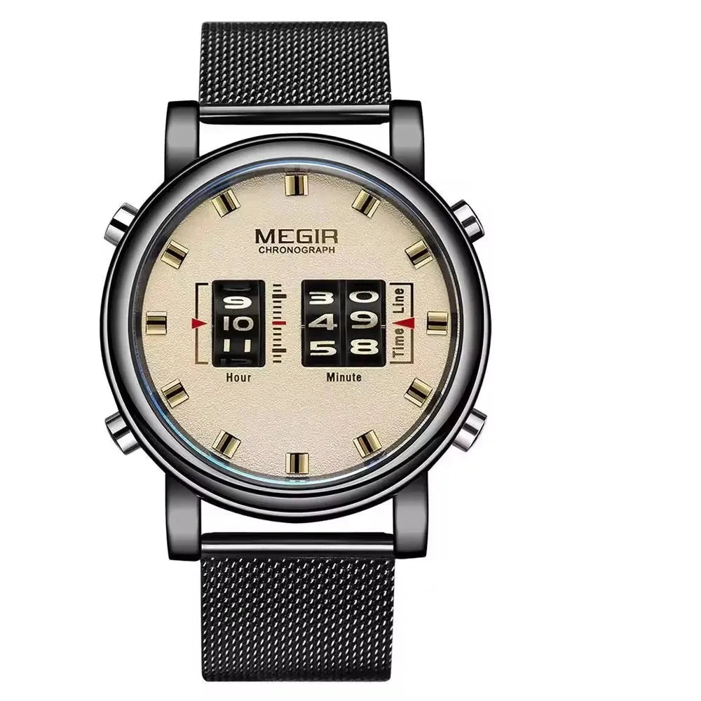 Elegant Men's Watch – Quartz Movement and Leather Strap | RAVELLOR black mesh
