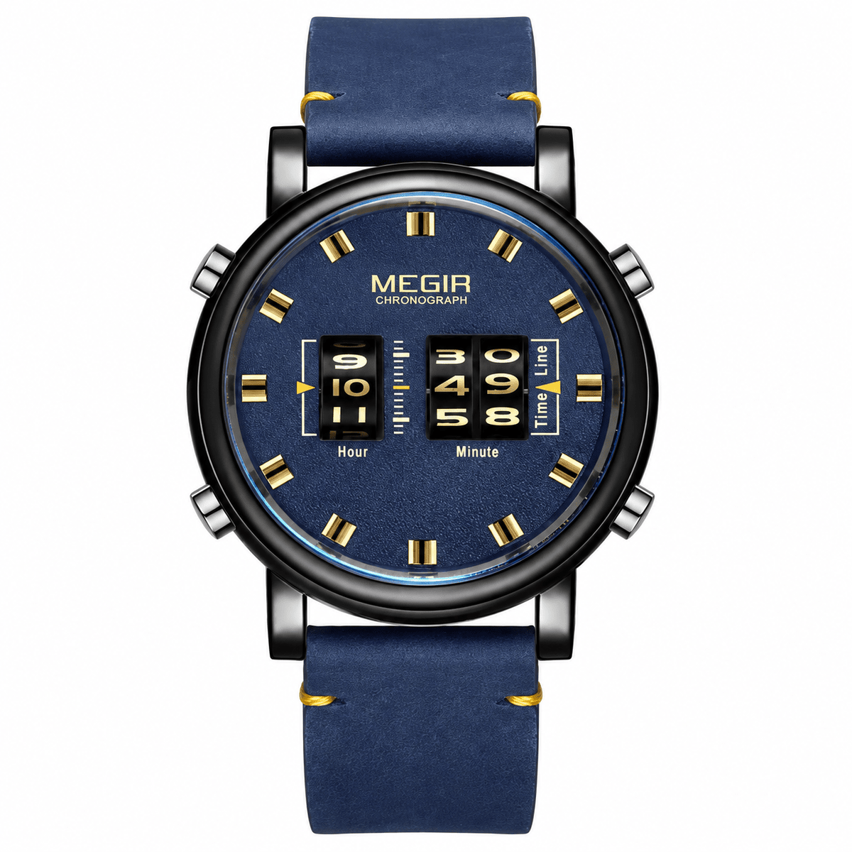 Elegant Men's Watch – Quartz Movement and Leather Strap | RAVELLOR blue leather