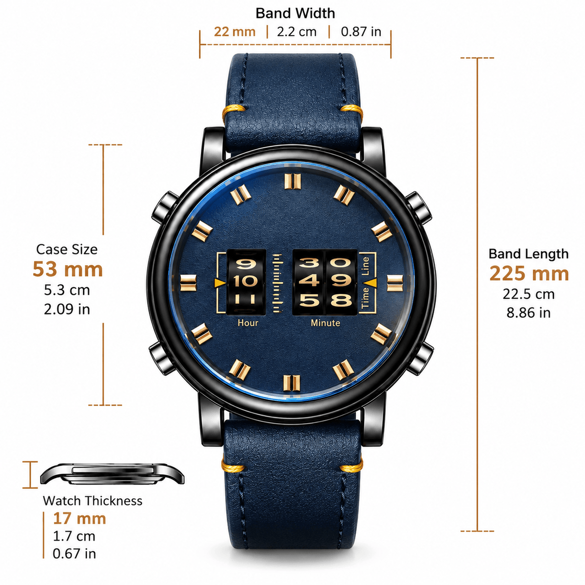 Elegant Men's Watch – Quartz Movement and Leather Strap | RAVELLOR Elegant Men's Watch – Quartz Movement and Leather Strap | RAVELLOR 