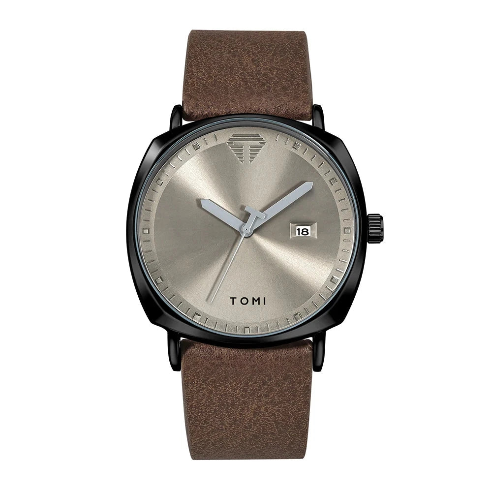 Elegant Men's Watch with a Minimalist Style and Leather Strap – HOLDENI Elegant Men's Watch with a Minimalist Style and Leather Strap – HOLDENI Brown black