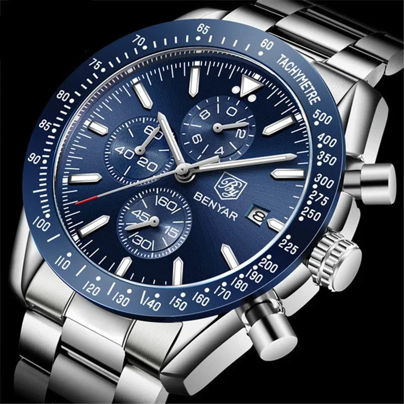 Elegant Multifunction Men's Watch with Silicone or Stainless Steel Strap - Aurum Chrono Elegant Multifunction Men's Watch with Silicone or Stainless Steel Strap - Aurum Chrono 