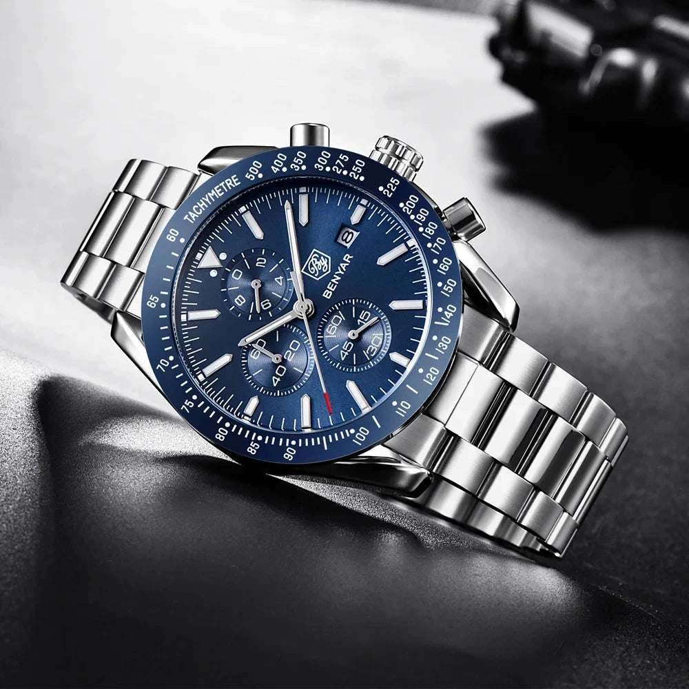Elegant Multifunction Men's Watch with Silicone or Stainless Steel Strap - Aurum Chrono Elegant Multifunction Men's Watch with Silicone or Stainless Steel Strap - Aurum Chrono 
