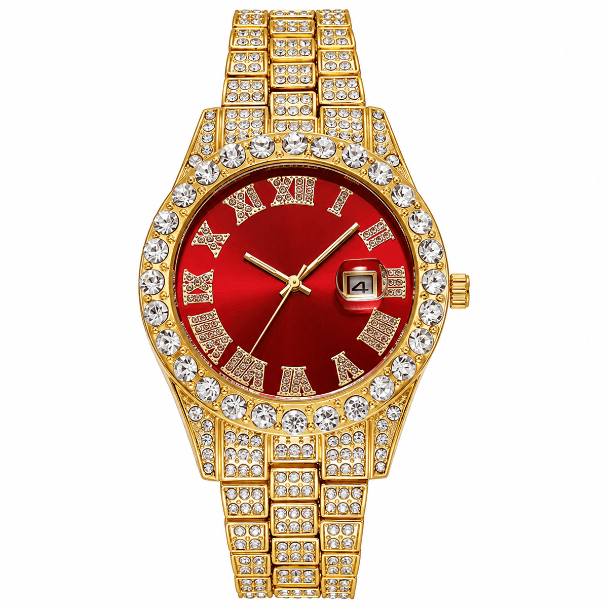 Elegant Unisex Watch with Luxurious Design & Studded Bracelet | Maison Lumière Elegant Unisex Watch with Luxurious Design & Studded Bracelet | Maison Lumière Gold Red