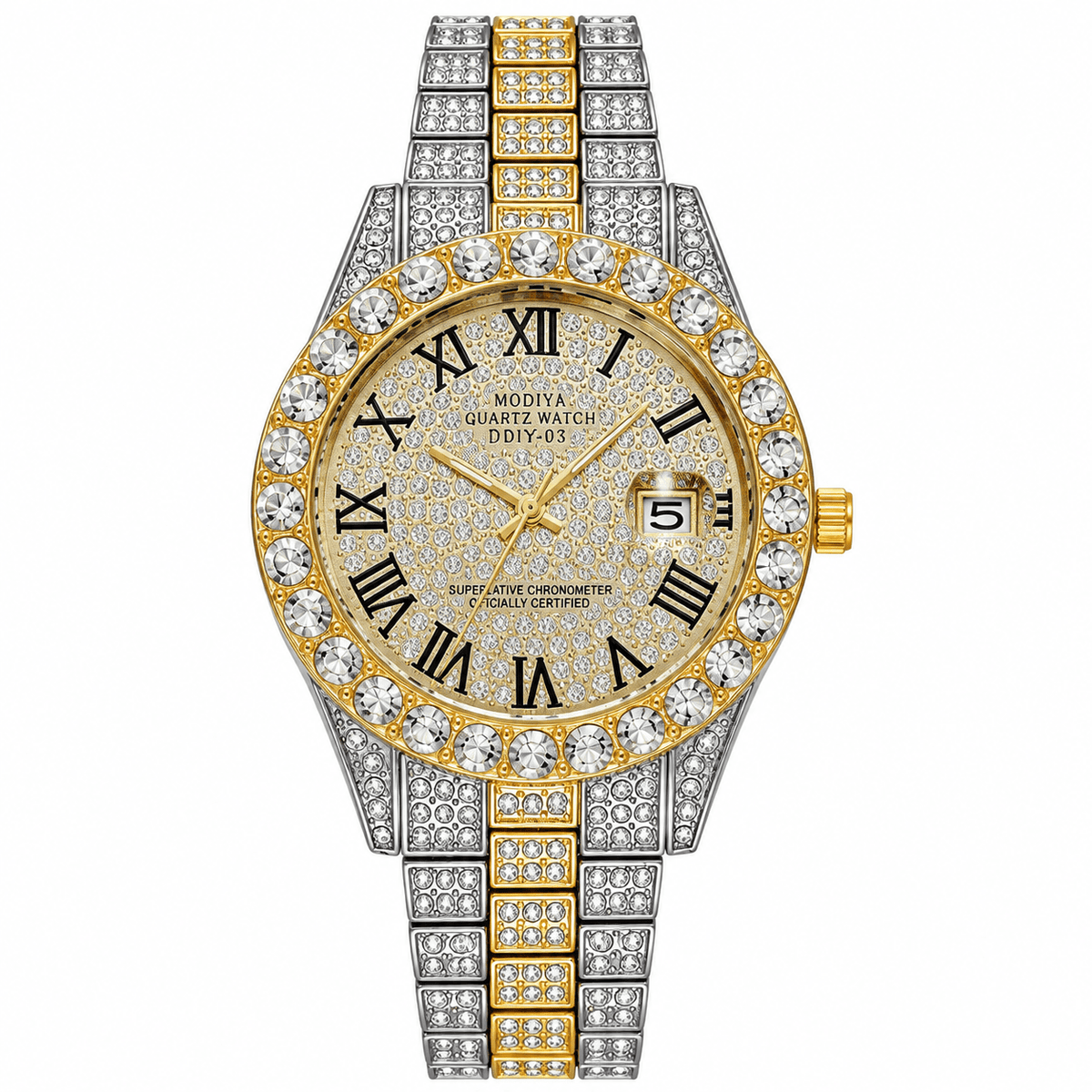 Elegant Unisex Watch with Luxurious Design & Studded Bracelet | Maison Lumière Elegant Unisex Watch with Luxurious Design & Studded Bracelet | Maison Lumière Silver Golden