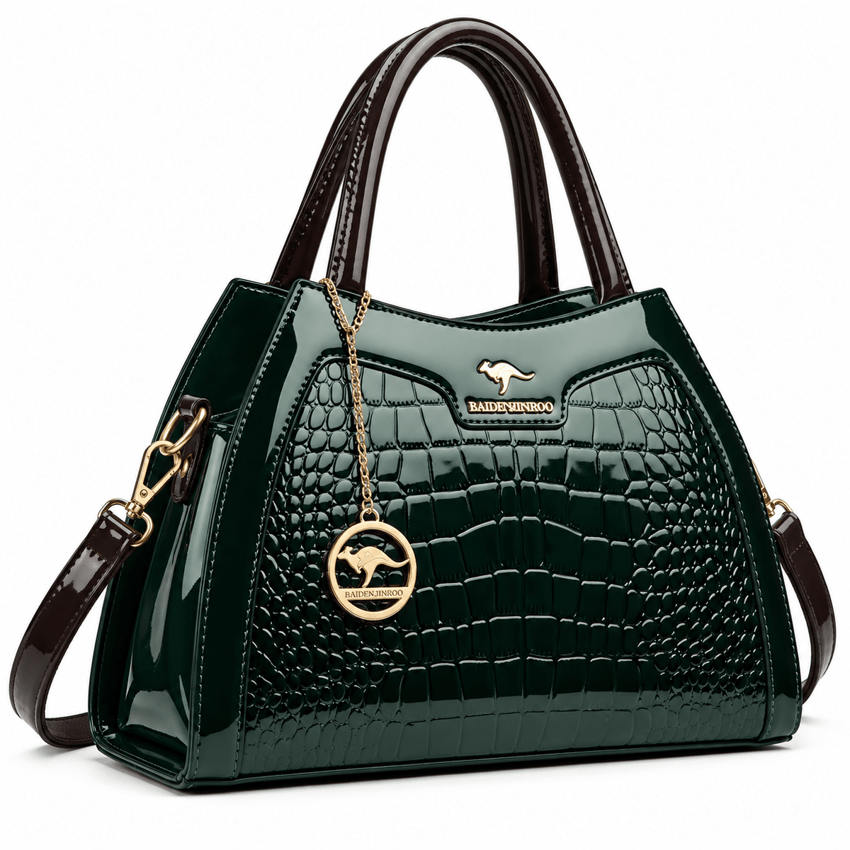 Elegant Women's Croc-Embossed Leather Bag with Minimalist Style – Valentine Elegant Women's Croc-Embossed Leather Bag with Minimalist Style – Valentine Green