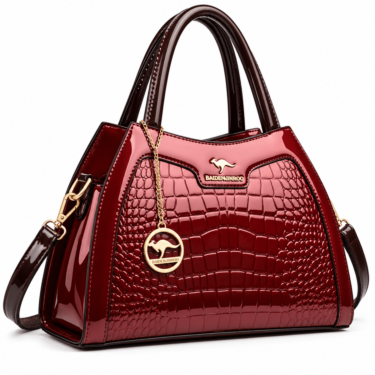 Elegant Women's Croc-Embossed Leather Bag with Minimalist Style – Valentine Elegant Women's Croc-Embossed Leather Bag with Minimalist Style – Valentine Red