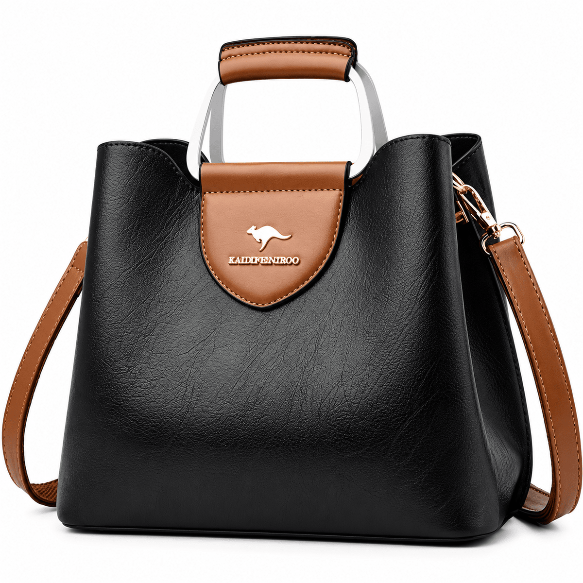 Elegant Women's Leather Bag with Multiple Compartments - Madeleine Elegant Women's Leather Bag with Multiple Compartments - Madeleine Black