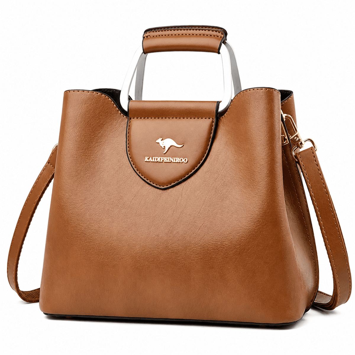 Elegant Women's Leather Bag with Multiple Compartments - Madeleine Elegant Women's Leather Bag with Multiple Compartments - Madeleine Khaki