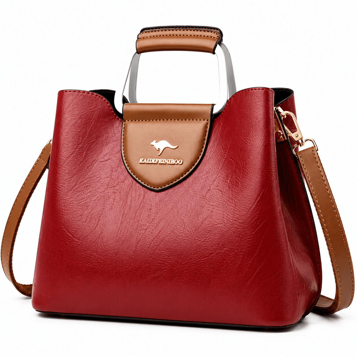 Elegant Women's Leather Bag with Multiple Compartments - Madeleine Elegant Women's Leather Bag with Multiple Compartments - Madeleine Red