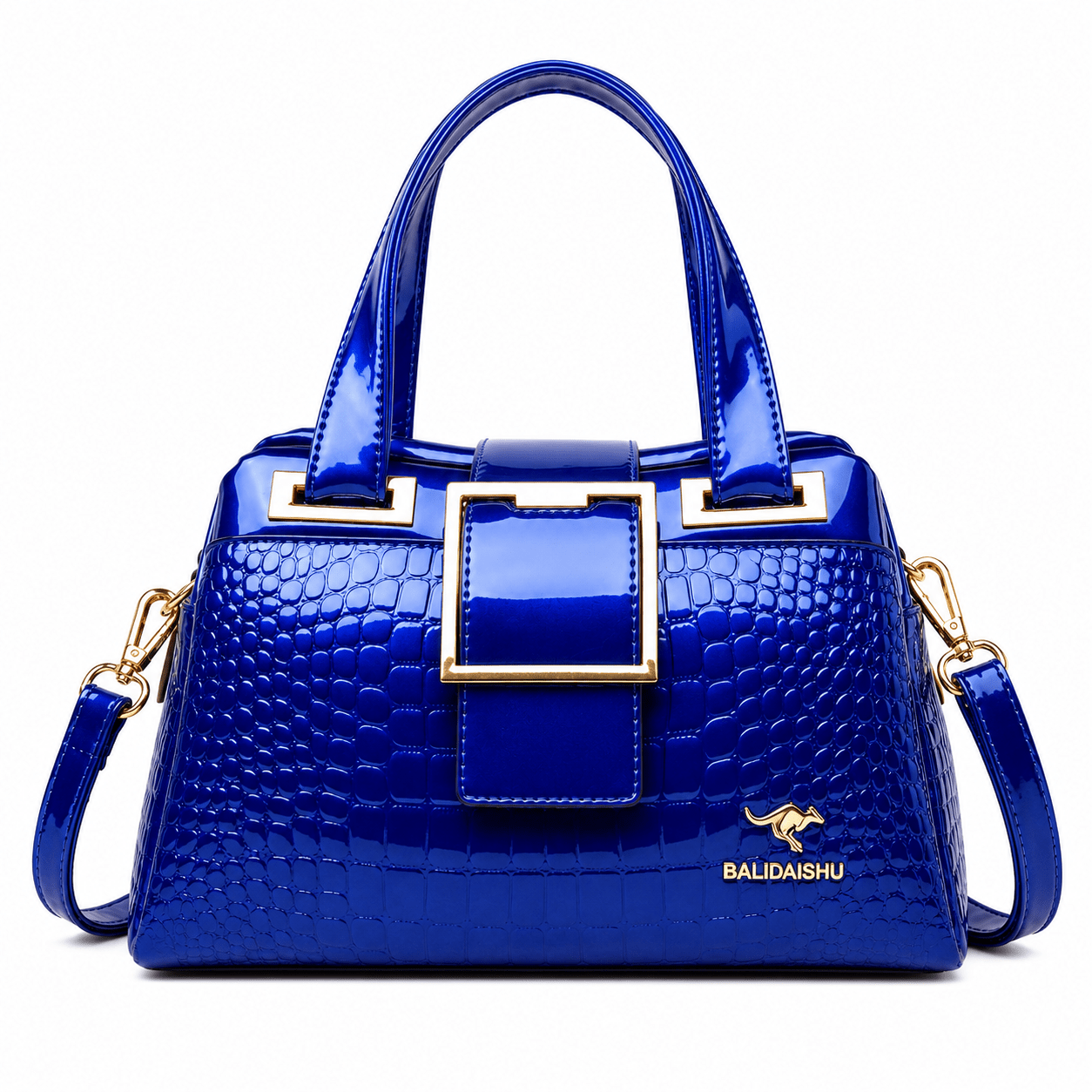 Elegant Women's Leather Handbag with Crocodile Texture – Carézia Elegant Women's Leather Handbag with Crocodile Texture – Carézia Mavietto Blue 31cm x 13cm x 19cm 