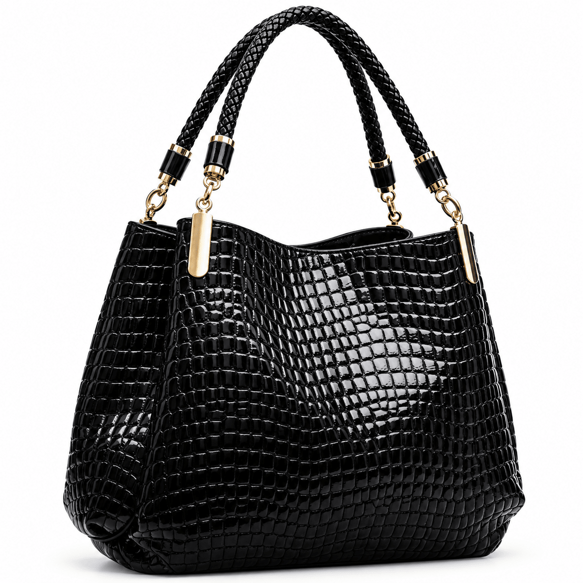 Elegant Women's Leather Tote Bag with Crocodile Texture and Large Capacity | Saint-Tropez Elegant Women's Leather Tote Bag with Crocodile Texture and Large Capacity | Saint-Tropez 