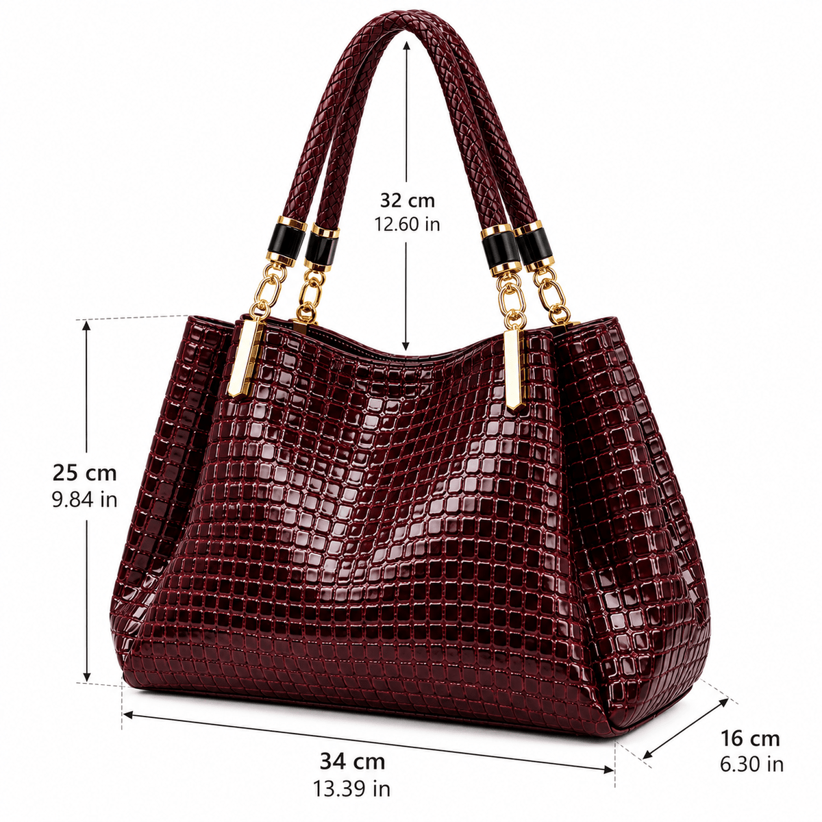 Elegant Women's Leather Tote Bag with Crocodile Texture and Large Capacity | Saint-Tropez Elegant Women's Leather Tote Bag with Crocodile Texture and Large Capacity | Saint-Tropez 