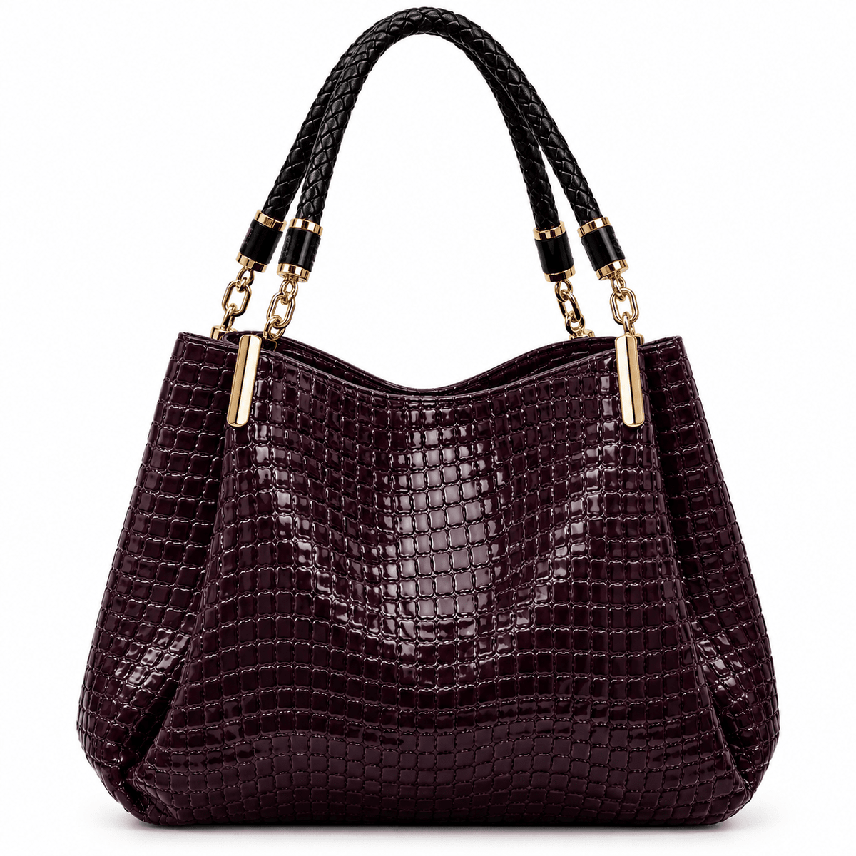 Elegant Women's Leather Tote Bag with Crocodile Texture and Large Capacity | Saint-Tropez Elegant Women's Leather Tote Bag with Crocodile Texture and Large Capacity | Saint-Tropez Purple