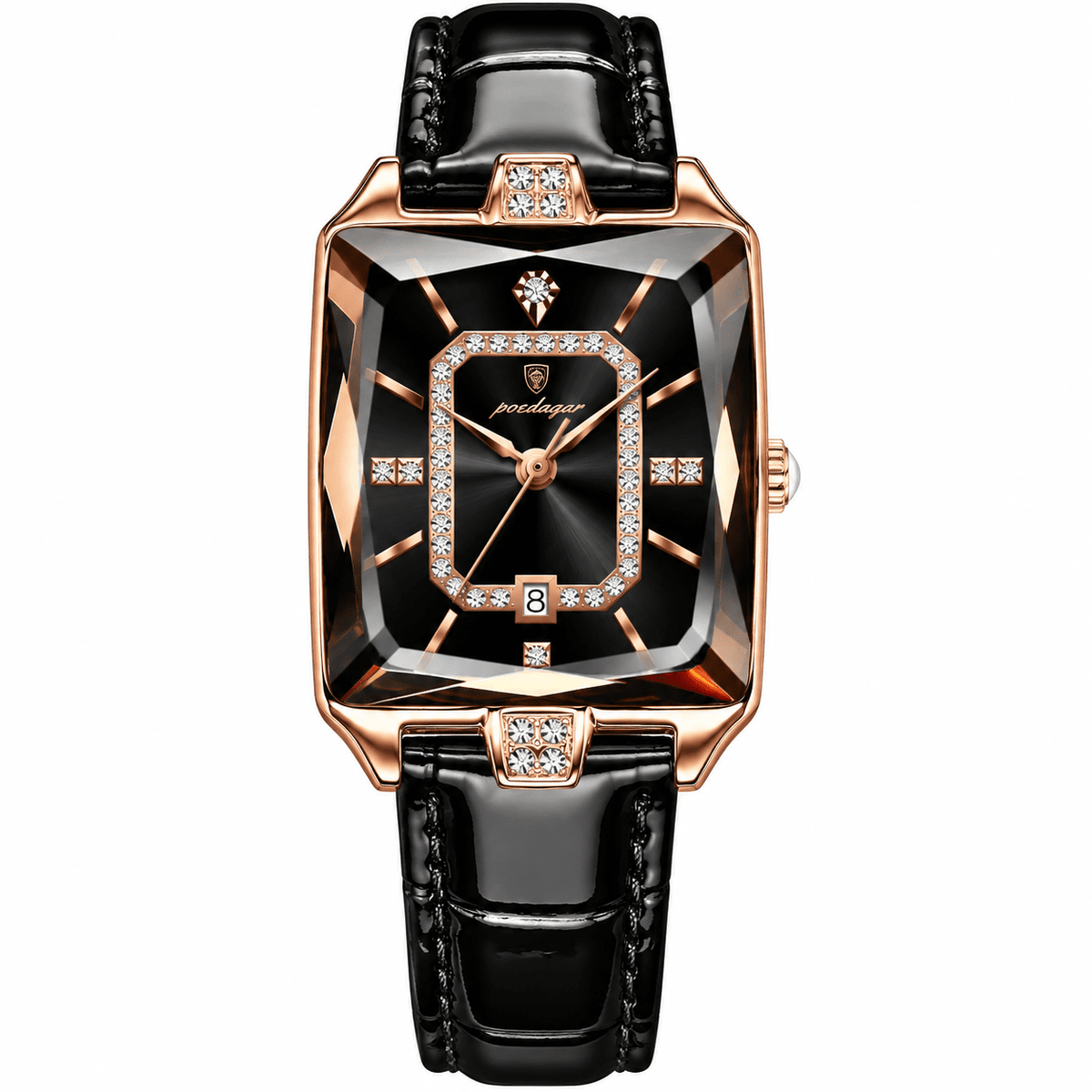Elegant Women’s Rectangular Leather Watch with Luxurious Design – Catherine Lux Elegant Women’s Rectangular Leather Watch with Luxurious Design – Catherine Lux Gold Black
